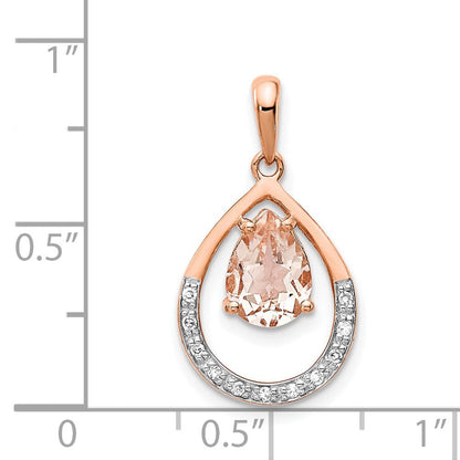 14K Roségold Morganit- und Diamant-Anhänger