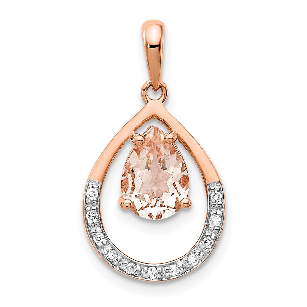 14K Roségold Morganit- und Diamant-Anhänger