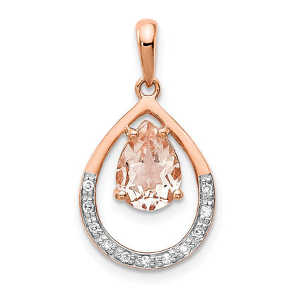 14K Roségold Morganit- und Diamant-Anhänger