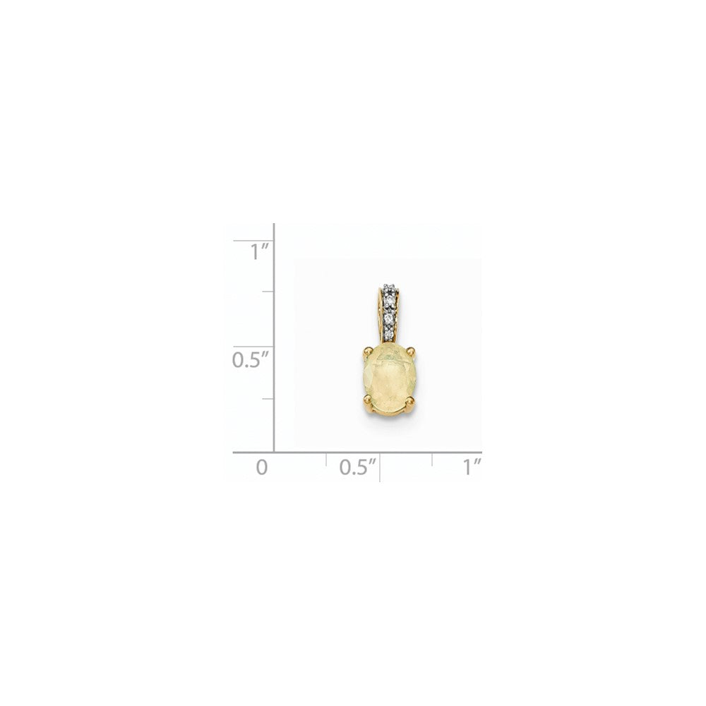 14K Gelbgold Anhänger mit ovalem australischem Opal und echten Diamanten