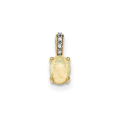 14K Gelbgold Anhänger mit ovalem australischem Opal und echten Diamanten