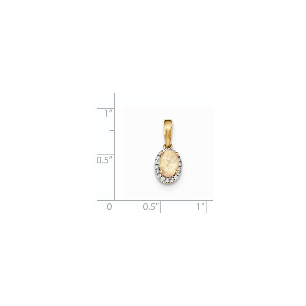 14K Gelbgold Halo-Anhänger mit ovalem australischem Opal und echten Diamanten