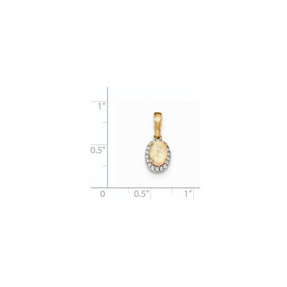 14K Gelbgold Halo-Anhänger mit ovalem australischem Opal und echten Diamanten