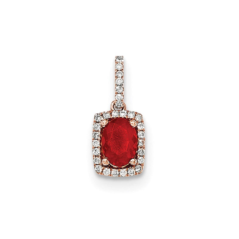 14 K Roségold Anhänger mit ovalem Feueropal und rechteckigen echten Diamanten