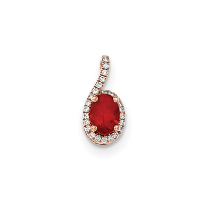14K Roségold Ovaler Feueropal & Echter Diamant Halo-Anhänger