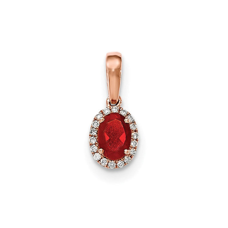 14K Roségold Halo-Anhänger mit ovalem Feueropal und Diamant