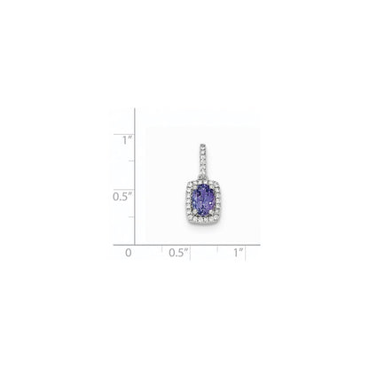 14K Weißgold Anhänger mit ovalem Tansanit und rechteckigen Diamanten