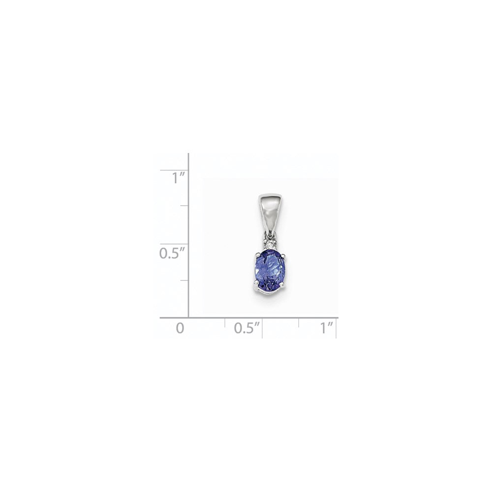 14K Weißgold Anhänger mit ovalem Tansanit und Diamanten