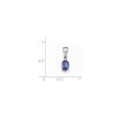 14K Weißgold Anhänger mit ovalem Tansanit und Diamanten