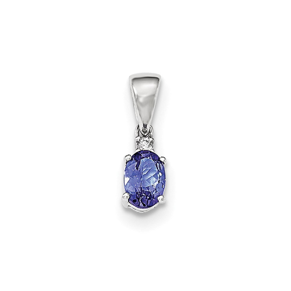 14K Weißgold Anhänger mit ovalem Tansanit und Diamanten