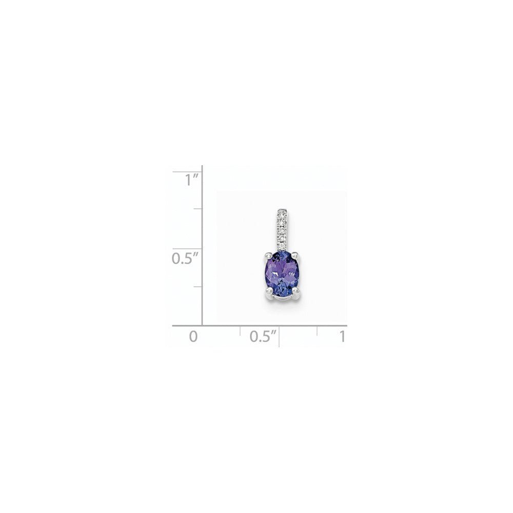 14K Weißgold Tansanit- und Diamant-Anhänger mit Öse