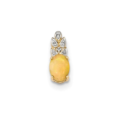 14K Gelbgold Opal- und Echtdiamant-Anhänger