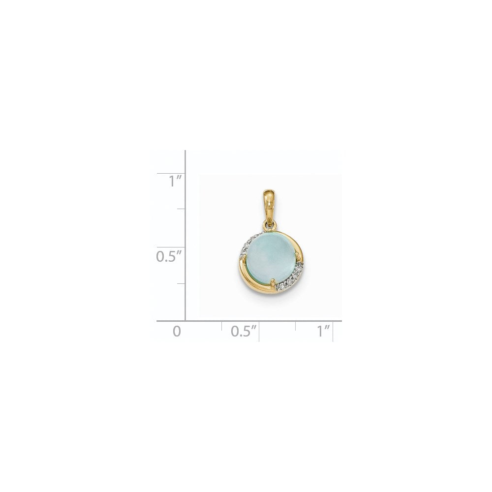 14K Gelbgold Anhänger mit blauem Chalcedon und Diamant