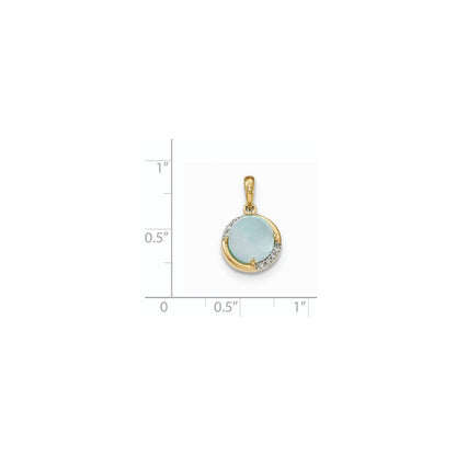 14K Gelbgold Anhänger mit blauem Chalcedon und Diamant