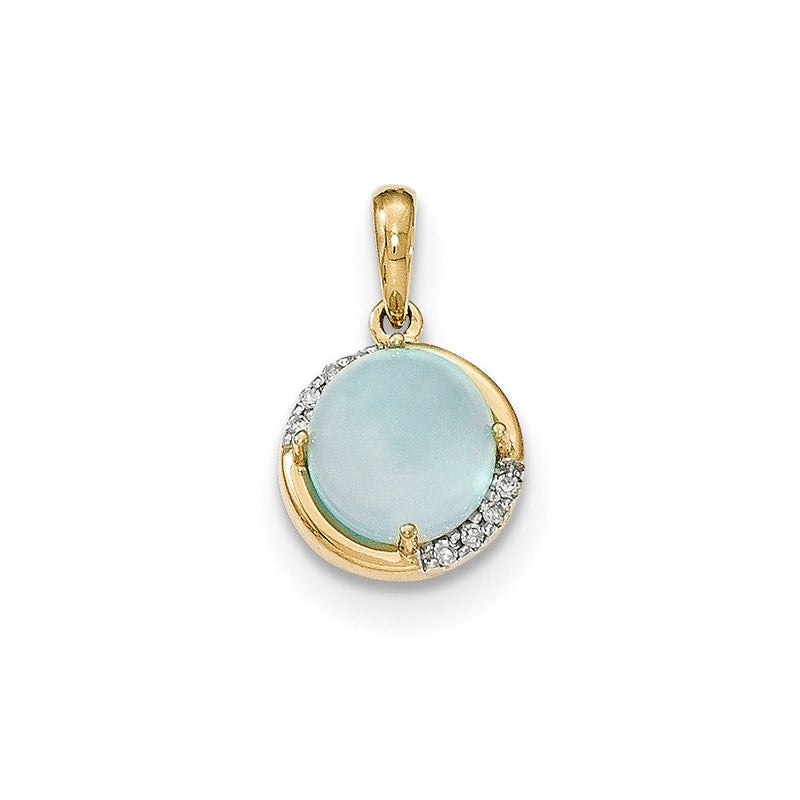 14K Gelbgold Anhänger mit blauem Chalcedon und Diamant