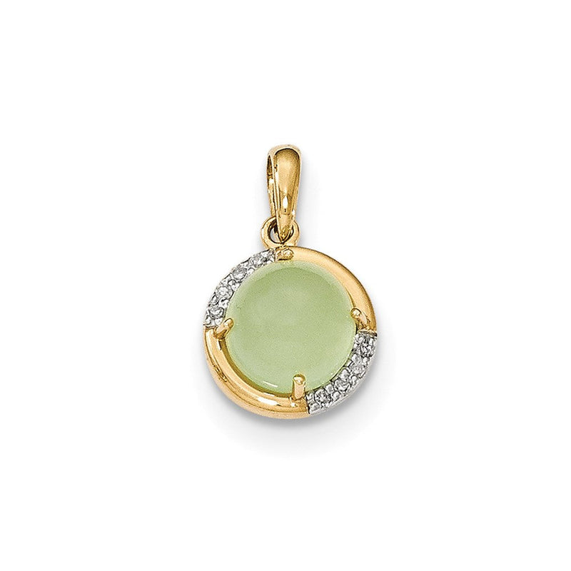 14K Gelbgold Anhänger mit grünem Chalcedon und Diamant