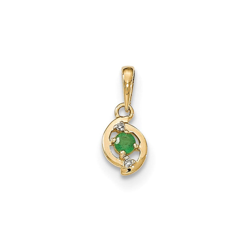 14K Gelbgold Anhänger mit Smaragd und echten Diamanten