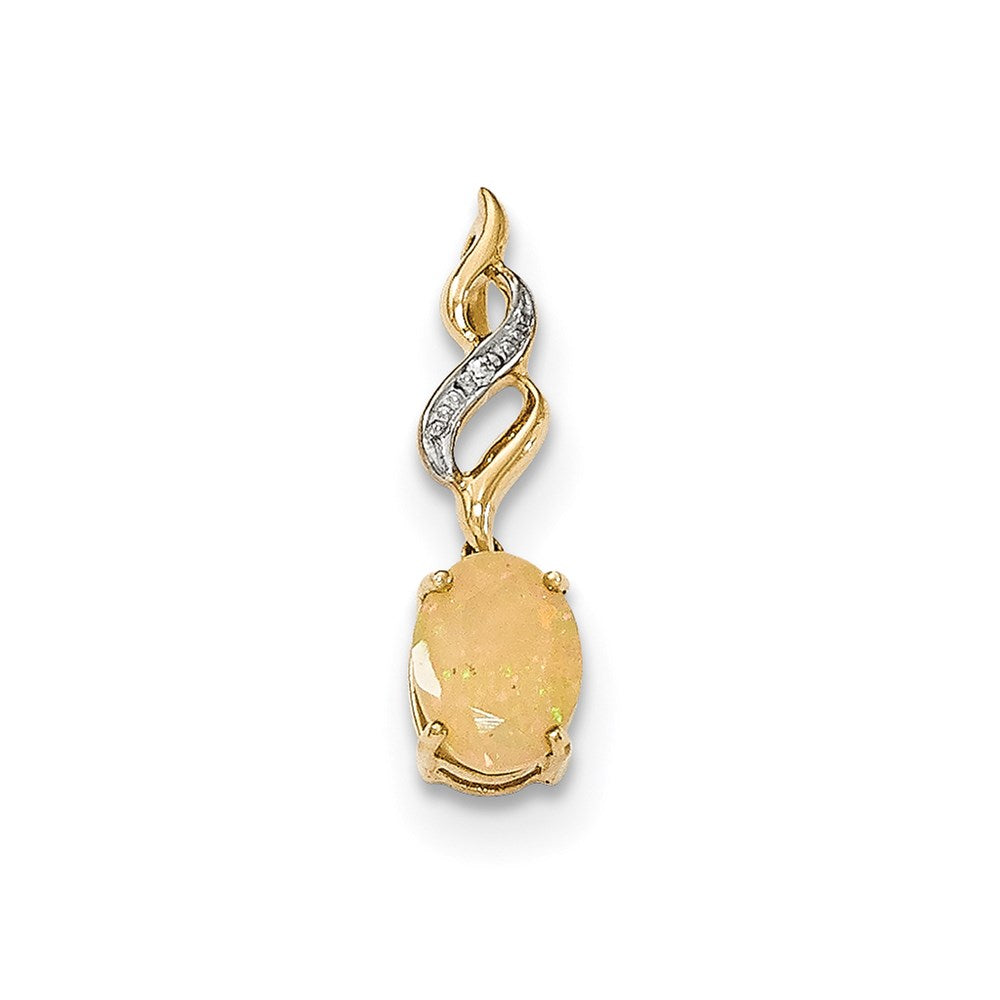 14K Gelbgold Anhänger mit Opal und echtem Diamant