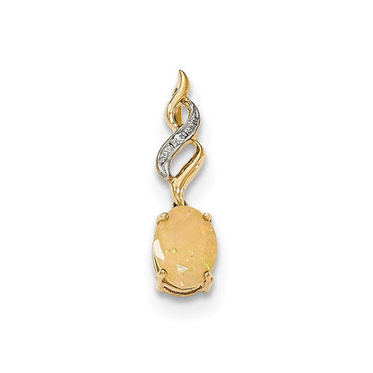 14K Gelbgold Anhänger mit Opal und echtem Diamant