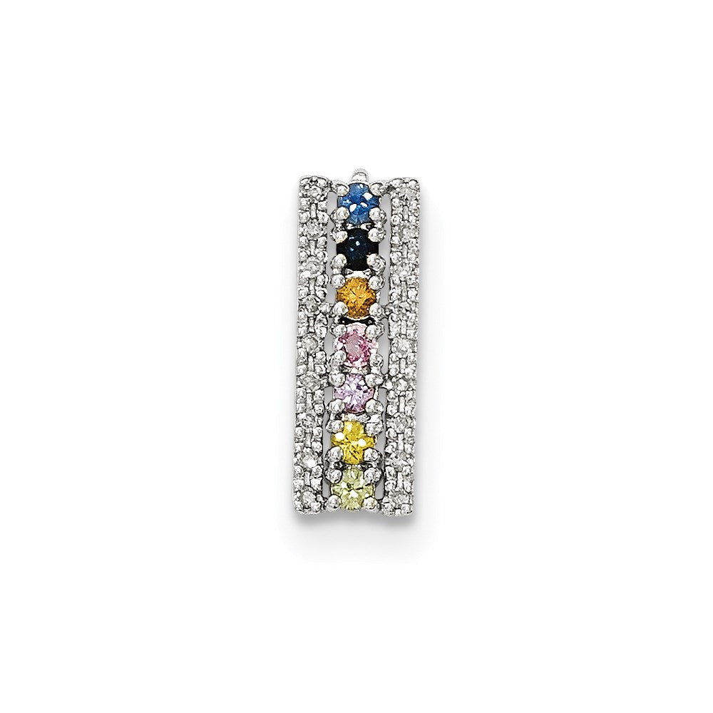 Anhänger aus 14K Weißgold mit Multi-Saphir und echtem Diamant
