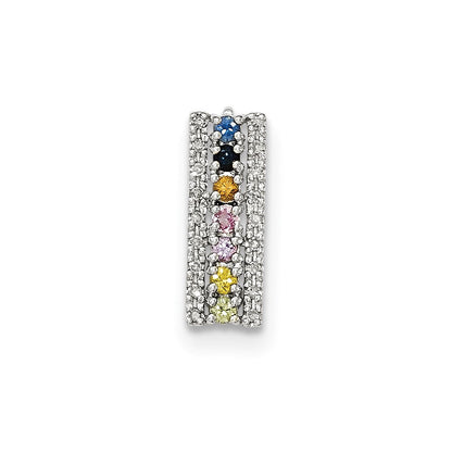 Anhänger aus 14K Weißgold mit Multi-Saphir und echtem Diamant