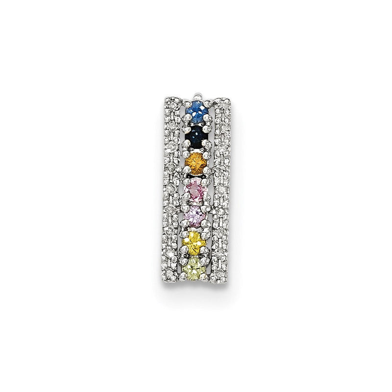 Anhänger aus 14K Weißgold mit Multi-Saphir und echtem Diamant