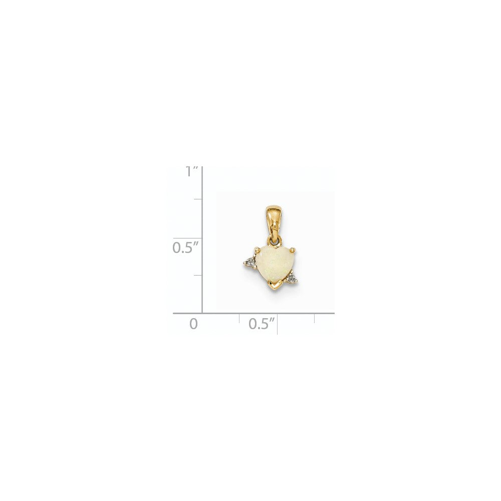 14K Gelbgold Opal- und Echtdiamant-Anhänger