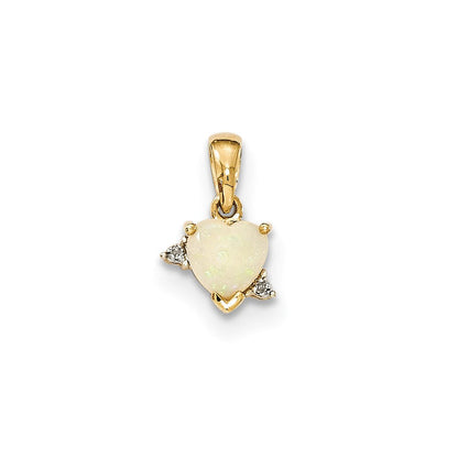 14K Gelbgold Opal- und Echtdiamant-Anhänger