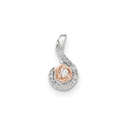 14K Weißgold mit Rosé-Rhodium echtem Diamant-Gleitanhänger