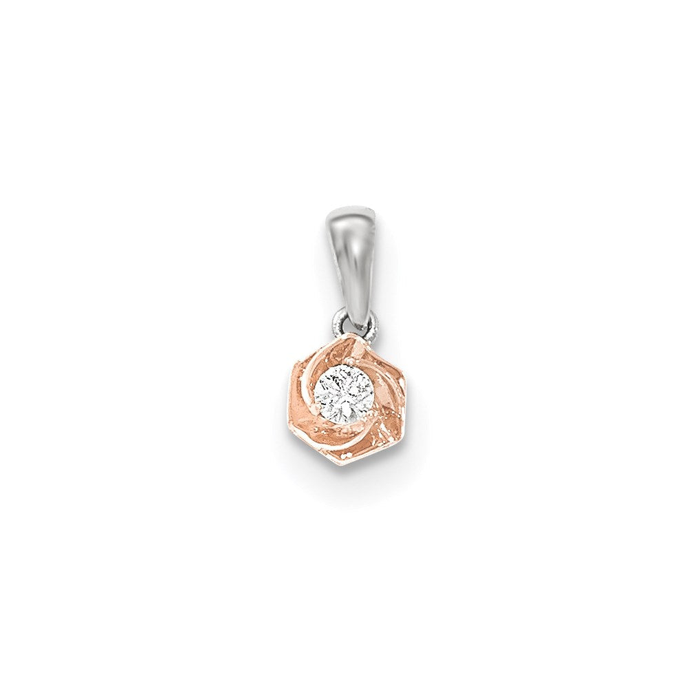 14K Weißgold mit Rosé-Rhodinierung Echt-Diamant-Anhänger