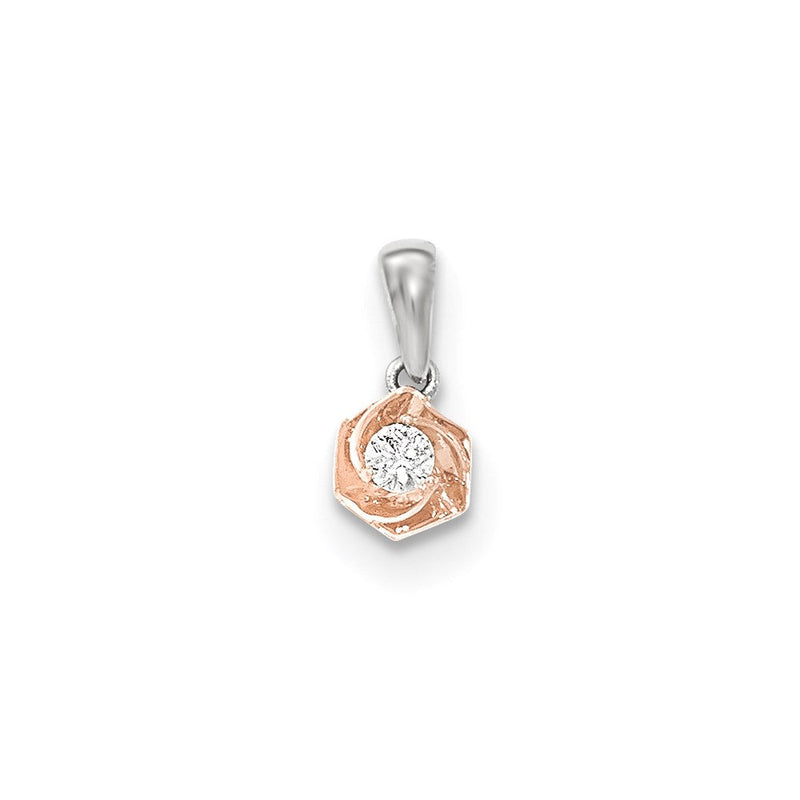 14K Weißgold mit Rosé-Rhodinierung Echt-Diamant-Anhänger