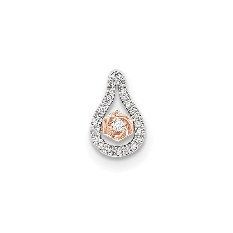 14K Weißgold Diamant-Anhänger mit Rosé-Rhodium-Beschichtung