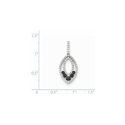 14K Weißgold-Anhänger mit schwarzen und weißen echten Diamanten