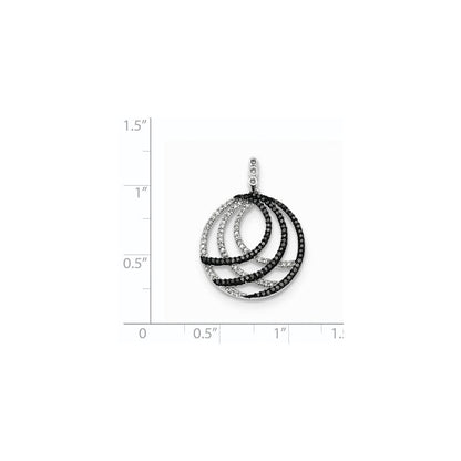14K Weißgold Anhänger mit weißen und schwarzen echten Diamanten