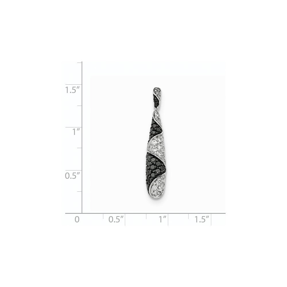 14K Weißgold Schwarz/Weiß Diamant-Tropfenanhänger, echte Diamanten