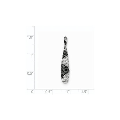 14K Weißgold Schwarz/Weiß Diamant-Tropfenanhänger, echte Diamanten