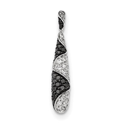 14K Weißgold Schwarz/Weiß Diamant-Tropfenanhänger, echte Diamanten