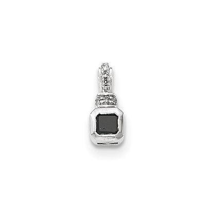 14K Weißgold Anhänger mit echten Diamanten und echten schwarzen Diamanten zum Aufschieben auf die Kette