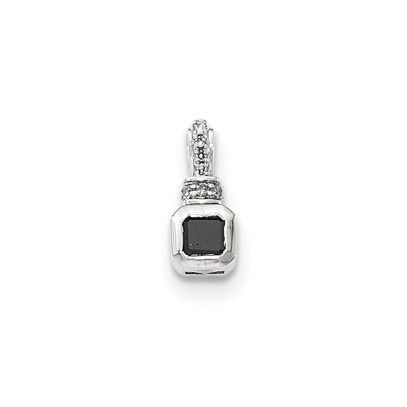 14K Weißgold Anhänger mit echten Diamanten und echten schwarzen Diamanten zum Aufschieben auf die Kette