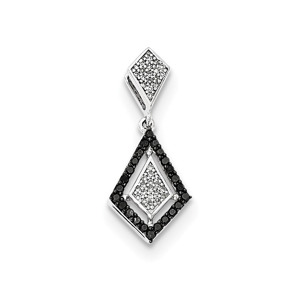 14kt Weißgold Anhänger, poliert, mit echten Diamanten/echten schwarzen Diamanten