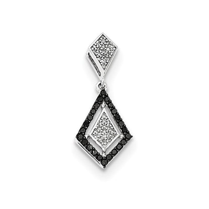 14kt Weißgold Anhänger, poliert, mit echten Diamanten/echten schwarzen Diamanten