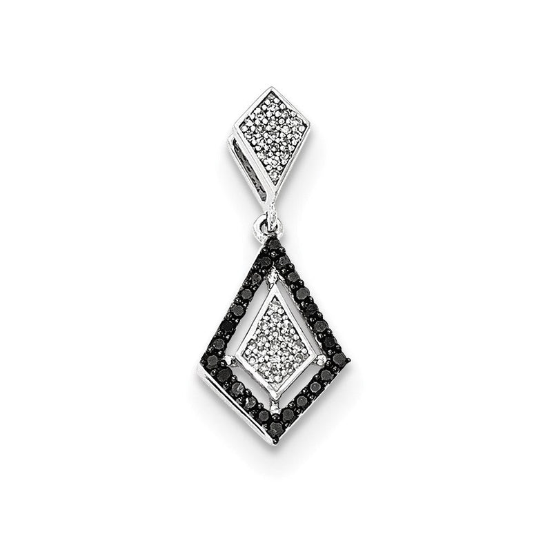 14kt Weißgold Anhänger, poliert, mit echten Diamanten/echten schwarzen Diamanten
