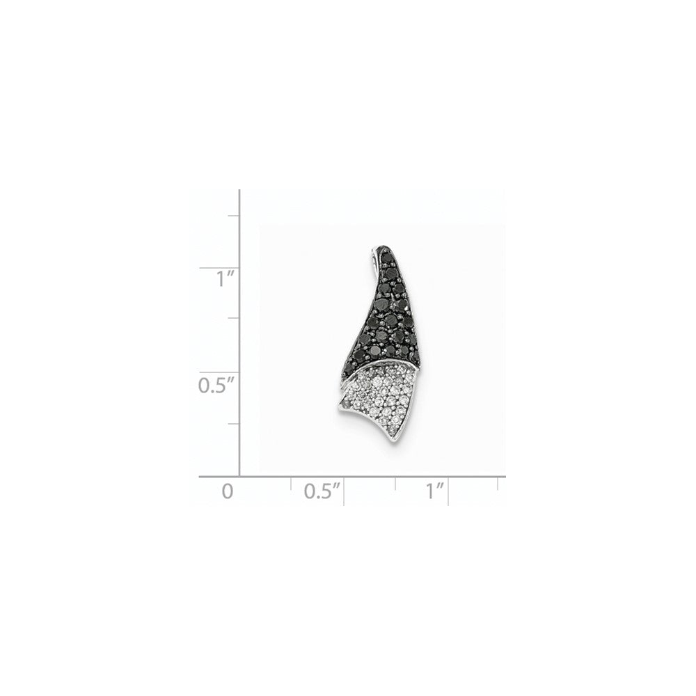 14K Weißgold-Gleitanhänger mit echtem Diamant und echtem schwarzem Diamant für Ketten