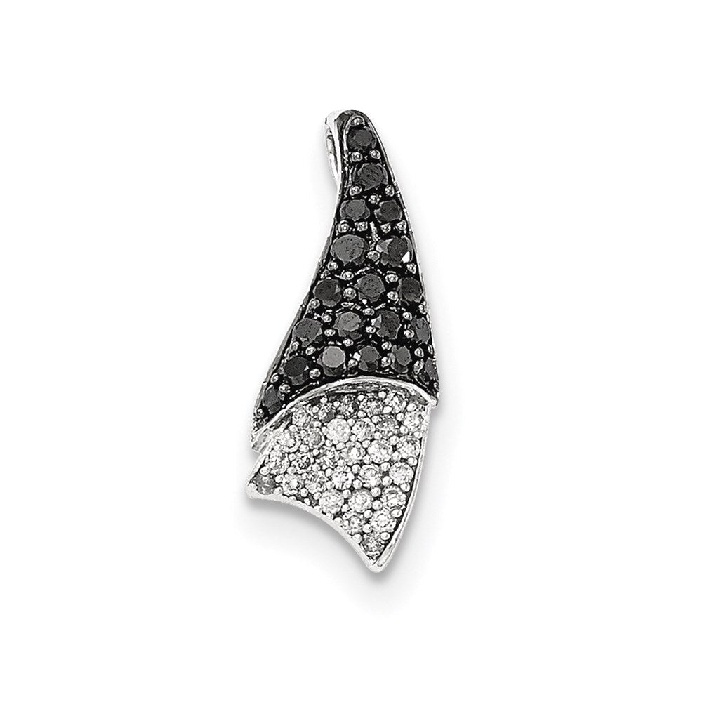 14K Weißgold-Gleitanhänger mit echtem Diamant und echtem schwarzem Diamant für Ketten