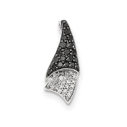 14K Weißgold-Gleitanhänger mit echtem Diamant und echtem schwarzem Diamant für Ketten