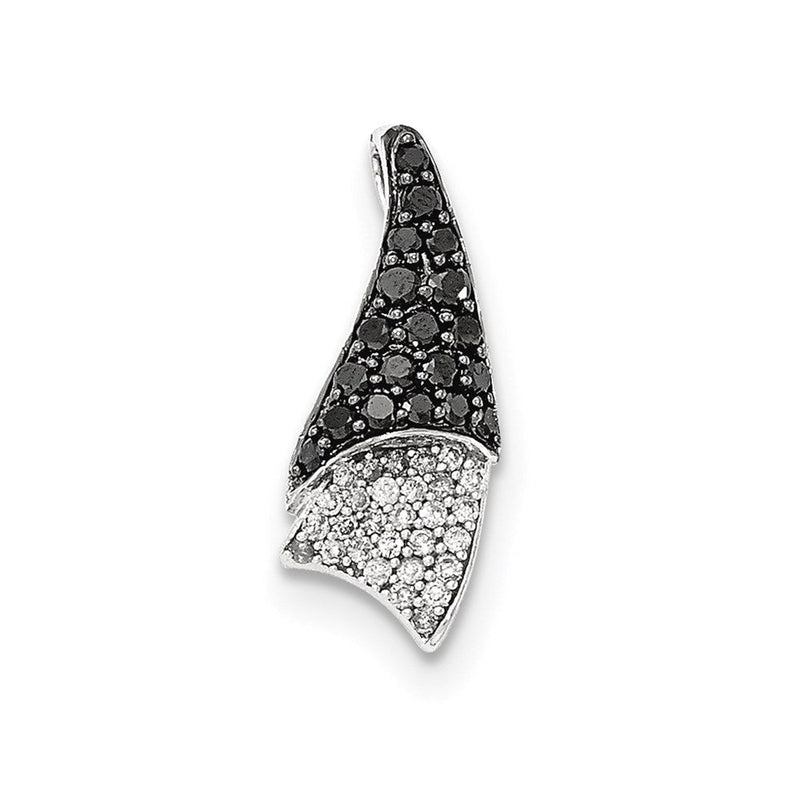 14K Weißgold-Gleitanhänger mit echtem Diamant und echtem schwarzem Diamant für Ketten