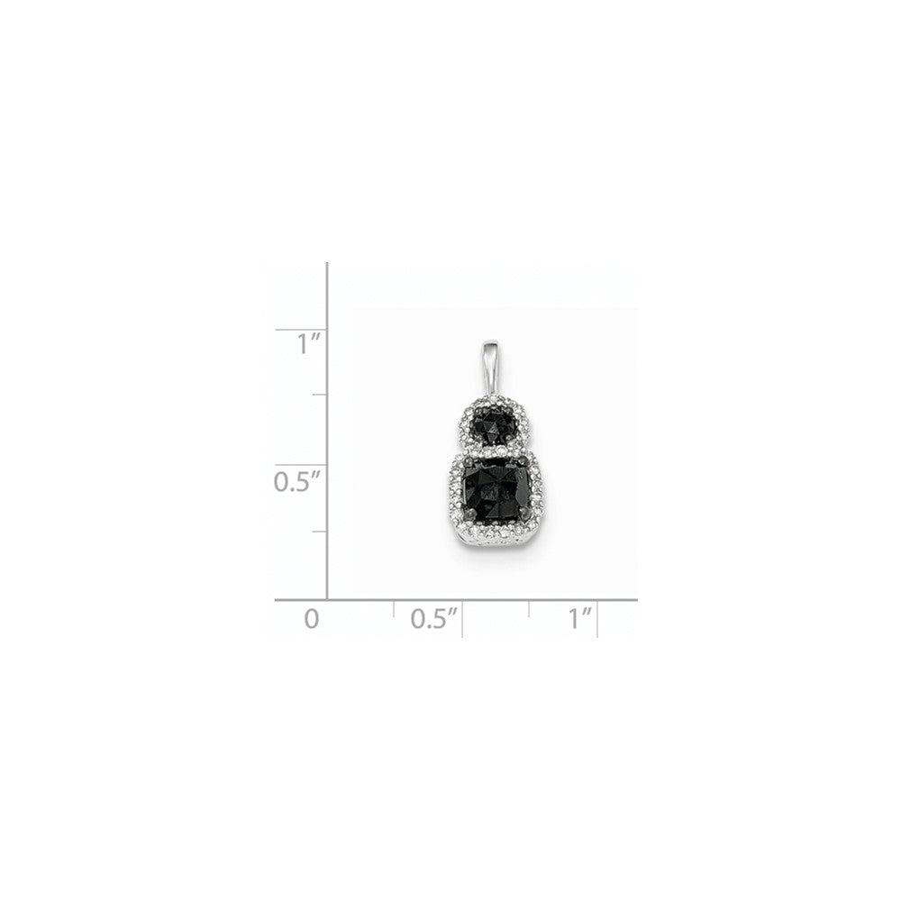 14K Weißgold Anhänger mit schwarzen und weißen echten Diamanten