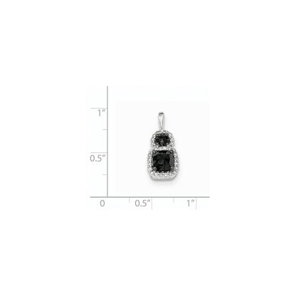14K Weißgold Anhänger mit schwarzen und weißen echten Diamanten