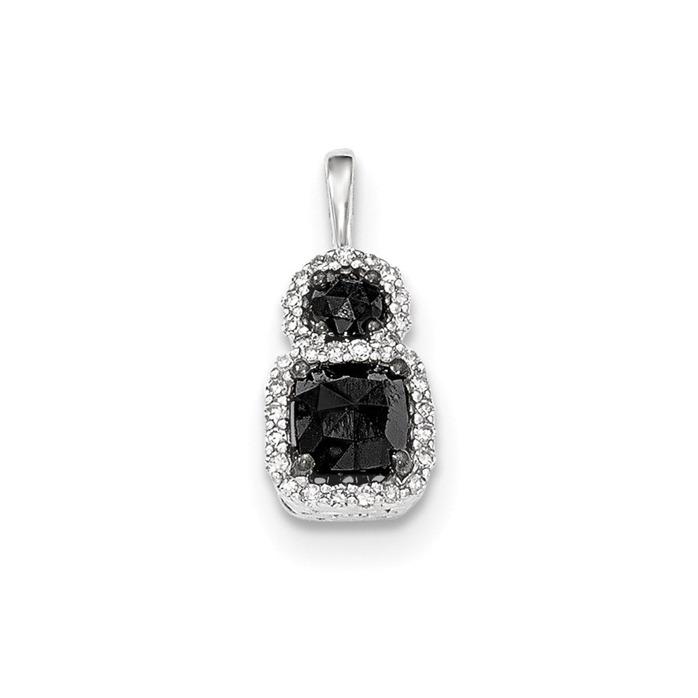 14K Weißgold Anhänger mit schwarzen und weißen echten Diamanten