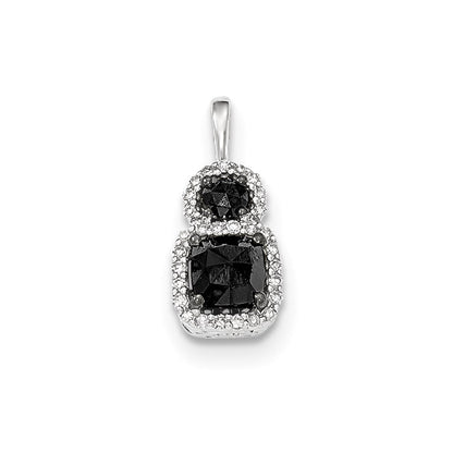 14K Weißgold Anhänger mit schwarzen und weißen echten Diamanten